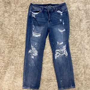 Destructed with “paint” splatter Judy Blue Jeans